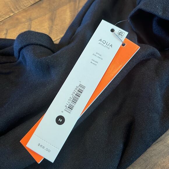 Aqua Crewneck Scalloped Edge Waist Athleisure Sweatshirt NEW Size Medium - Picture 7 of 7